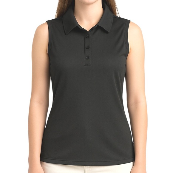 Adidas ClimaLite Sleeveless Golf Polo Shirt Athletic Top Black Size S Collared - Picture 1 of 10